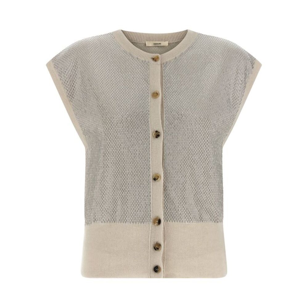 Haikure Beige Virgin Wool Sleeveless Women's Jacket